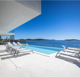 3 x 5 bedroom seafront villa with heated infinity pool near Rogoznica, sleeps 10
